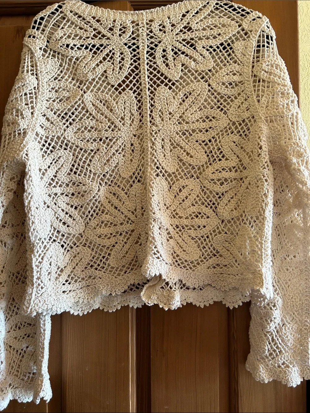 Ultra Pink Crochet V-Neck Button-Front Cardigan - Cream - Picture 6 of 10